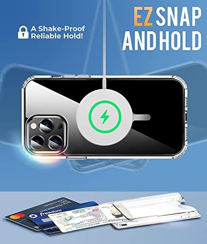 SHIELDS UP Designed for iPhone 14 Pro Max Case Wallet with Card Holder [3 Cards] Compatible with MagSafe, Yellowing Resistant Slim Shockproof Cover - Clear