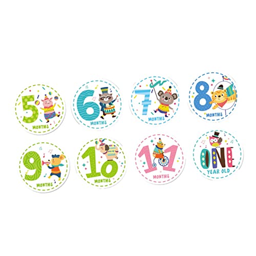 12 Pezzi Adesivi Del Mese Per Ragazzo Ragazza Adorabili Mensili Animali Per Decorazioni Creative Incollare Ricordi