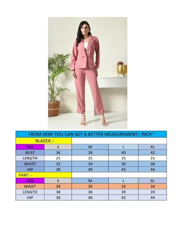 Image of Women's Lyocell Casual Solid Full Sleeve Collared Top and Pant Set with Blazer | Western Set for Women