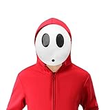 DOEA Shy Guy Mask Halloween Mask Party Favors, White Shy Guy Cosplay Costume Masquerade Props Game Video Birthday Party Supplies