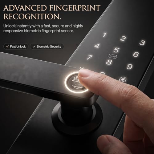 Image of Golens X132 Smart Door Lock for Main Door, Fingerprint, Password, RFID Card, WiFi & Key Unlock, Digital Door Lock for Wooden & Steel Doors, Slim Handle with Security Alarm, Emergency USB Backup