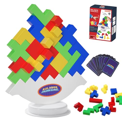 ECHOCUBE 20 peças Tetris Tower Game, torre de equilíbrio e empilhamento de brinquedos para crianças e adultos, equilíbrio bloco construção empilhamento ataque jogo para famílias, festas e viagens