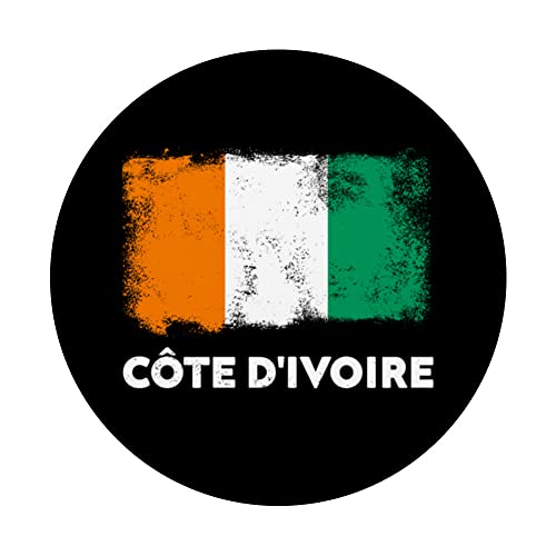 Côte d'Ivoire Flag Ivory Coast PopSockets Swappable PopGrip, Black - Image 3