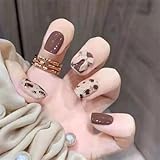 ネイルチップ 24枚入 ネイルチップ ショート 秋冬 ネイルチップ ブラウン調人気 和風 かわいい おしゃれ 成人式 入学式 卒業式 結婚式 パーティー 日常生活 3D爪 ネイルプレス 手作り24枚入 繰り返し使える 短め ネイルチップ レディース ギフト (ヒョウ柄)