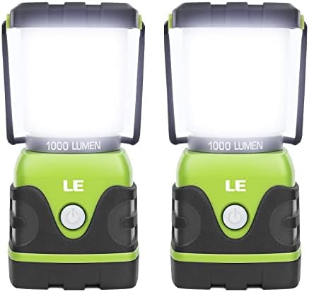 LE Camping Lantern Battery Powered, 1000lm Dimmable Camping Lights, 2-Pack