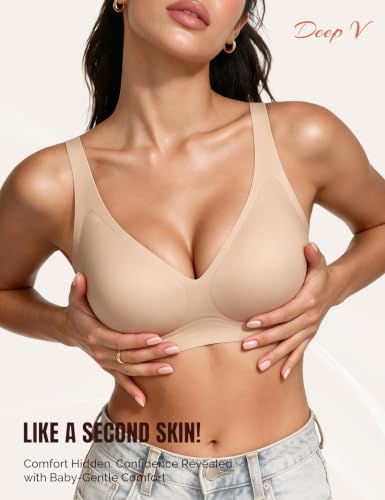 Jelly Bra for Women Wireless Push Up Deep V Seamless Full Coverage Plus Size Thru 11/30 - image 2