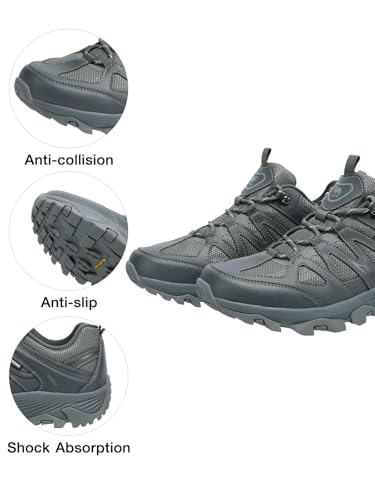 CAMEL CROWN Hiking Shoes Men Breathable Non-Slip Sneakers Lightweight Low Top for Outdoor Trailing Trekking Walking Grey-New 10 - Thumbnail 6