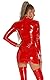 FEOYA Damen Kurze Overall Sexy Party Halterlose Overknee Strümpfe Clubwear Partykleider Kunstleder Wetlook Kniestrümpfe Bodysuit Leder Latex Kleider Handschuhe Latex Lange Handschuhe