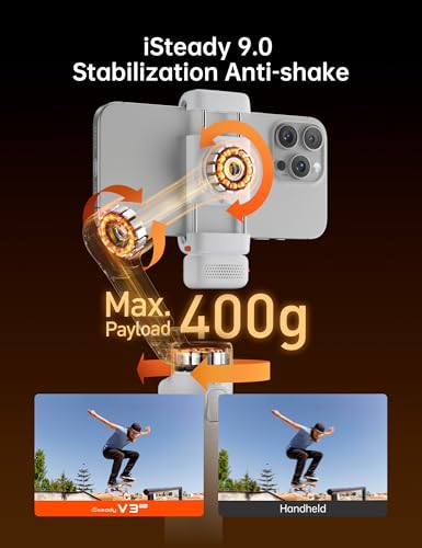 Image of Hohem iSteady V3 Ultra Phone Gimbal White, AI Tracking Touch Remote, Built-in Rod Tripod 360 Vlog Stabilizer