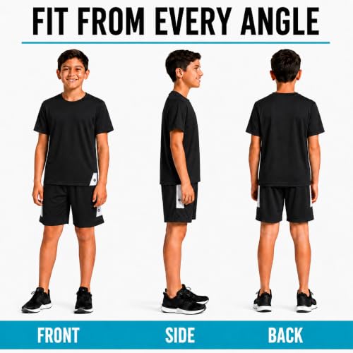 Image of RBX Boys Short Set - 2 Piece Active Performance Short Sleeve Athletic Shirt and Basketball Shorts with Elastic Waistband