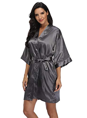 Image of Women's Pure Short Silky Robes Bridesmaid Bride Party Satin Robes Sleepwear