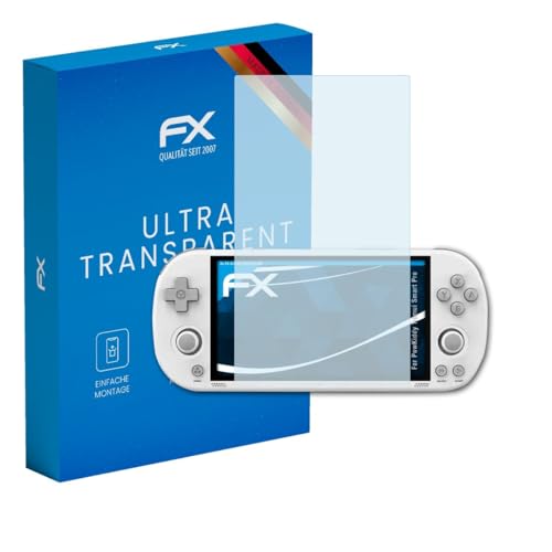 atFoliX Schutzfolie kompatibel mit PowKiddy Trimui Smart Pro Folie, ultraklare FX Bildschirmschutzfolie (3X)