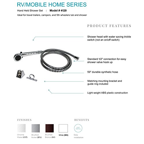 Image of 4120BZ RV /Motorhome Replacement Non-Metallic Hand Held Shower Set Brushed Bronze Finish