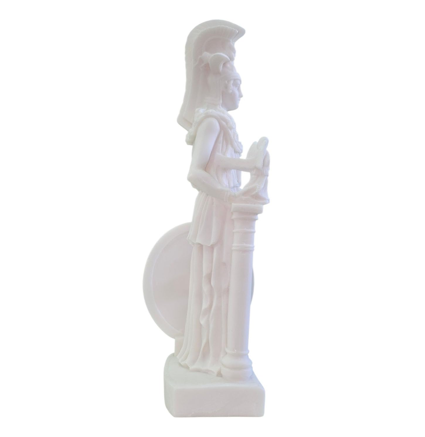 Athena Parthenos Varvakeion trzymająca Nike z tarczą Meduzy, grecka , alabastrowa, statuetka 26,9 cm
