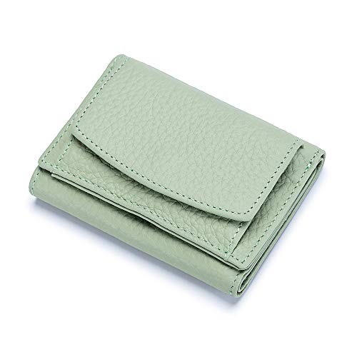 Small Wallet For Women RFID Leather Compact Card Wallets Womens Thin Front Pocket Purse (Light Green)