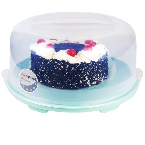 PROFUN Caja de transporte grande para tartas con tapa y asa de transporte, caja redonda portátil para el transporte de tartas y pasteles con un diámetro de 30 cm, para ti y como regalo, 1 unidad: