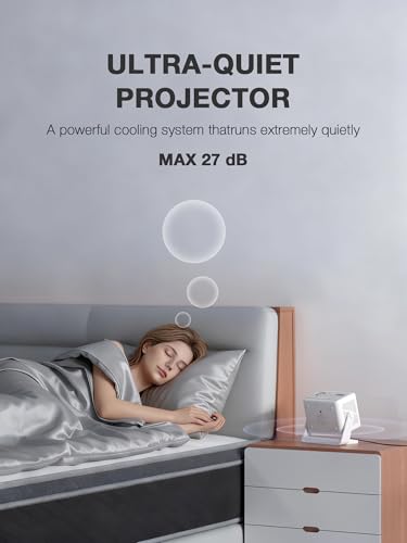 Image of 【Built in Netflix App & 3000 ANSI】Smart Mini Projector with WiFi and Bluetooth, Auto Focus & Keystone Portable Outdoor Projector, AuKing Home Theater Proyector with Adjustable Stand(White)