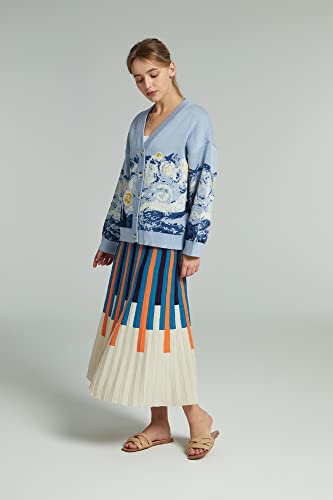 Van Gogh Vintage Cardigan Knit Autumn Winter Sweater Coat Lazy V-Neck Sweater Jacket Loose3