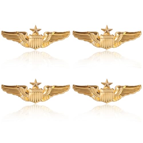 4Pcs Wings Pin Gold Wing Pilot Air Force Senior Pilot Wing Badge