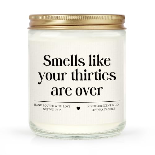 Niyewsor 40th Birthday Gifts Women Men, Forty Birthday Candle, 1985 40th Birthday Decorations for Women Men, 40 Year Old Bday Gifts for Friend, Sister, Wife, Husband, Handmade, 7oz