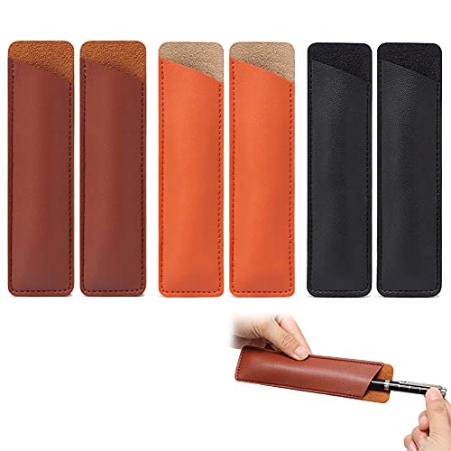 Estuche de Cuero para Lápices, 6 Piezas Funda de Piel para Bolígrafo, Bolsa para Pluma Estilográfica, Suave Funda Protectora para Bolígrafos, Adecuado para Cajas de Creatividad y Papelería