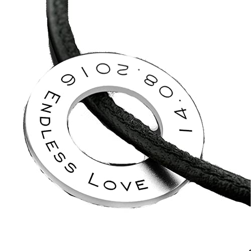 Herrenkette Koordinaten 925 Sterling Silber Leder Gravur Anhänger...