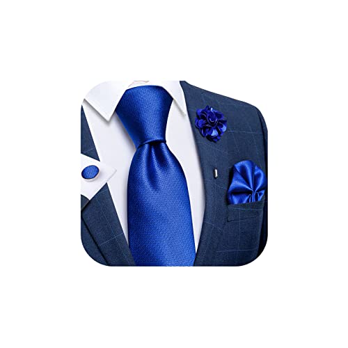 Image of DiBanGu Silk Ties for Men Necktie and Lapel Pin Brooch Set Formal Woven Paisley Plaid Striped Solid Tie Wedding Party