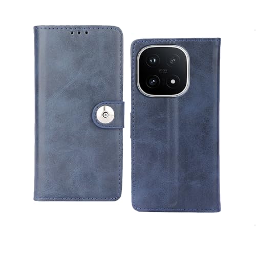 Image of amazon basics iQOO 15 5G Flip Cover | Card Pockets Wallet & Stand | Flip Cover for iQOO 15 5G (Blue Button)