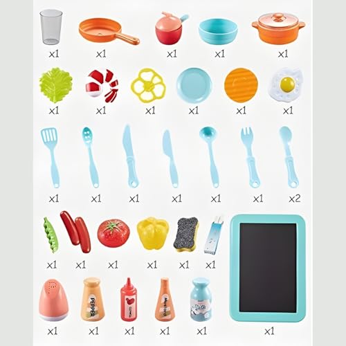 Image of K D Very Big Size Kitchen Playset with Premium Material 36-Piece for Kids, with Realistic Lights & Sounds, Play Sink with Running Water, Dessert Shelf Toy & Kitchen Accessories Set