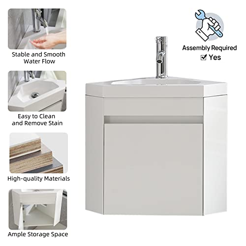 Wonline USBR4617 16 Inch Corner Bathroom Vanity Sink Combo thumb #2