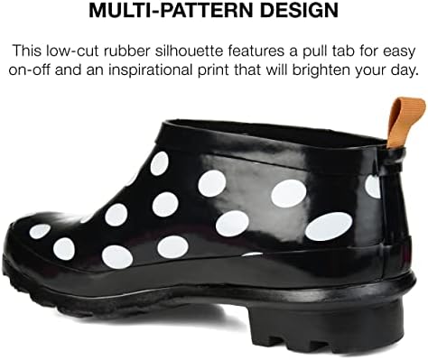 Journee Collection Womens Rainer Rain Boot with Water-Resistant Rubber and Block Heel, Black Dot, 6 | Image 3
