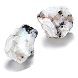 PESOENTH Black Moonstone,2pc 1.57'-2.17' Large Raw Moonstone Crystals and Healing Stones,Natural Gemstones Rocks for Tumbling,Fountain Rocks,DIY Decoration Wicca & Reiki Spiritual Gifts