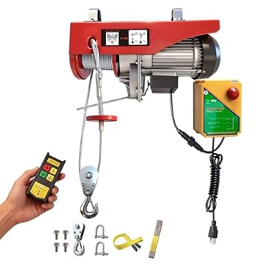2200lbs Electric Hoist with Wireless Remote Control,110v Electric Hoist with Remote Control, 40ft/20ft Lifting Height & Motor, Lift Hoist for Factories Warehouses Construction Site Attic