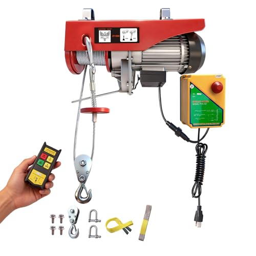 2200lbs Electric Hoist with Wireless Remote Control,110v Electric Hoist with Remote Control, 40ft/20ft Lifting Height &amp; Motor, Lift Hoist for Factories Warehouses Construction Site Attic