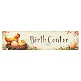 Blechschild mit Hühnernest, Eiern, Frühlingsblumen, Geburtszentrum, Retro-Blechschild für Café, Bar, Pub, Zuhause, Spielzimmer, Fitnessstudio, Club, Wanddekoration, Vintage-Metallposter, 10,2 x 40,6