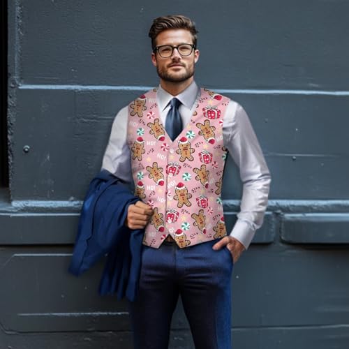 Christmas Vest for Men Slim Fit Men's Christmas Suit Vest for Party Banquet Lightweight Waistcoat With Back Strap4