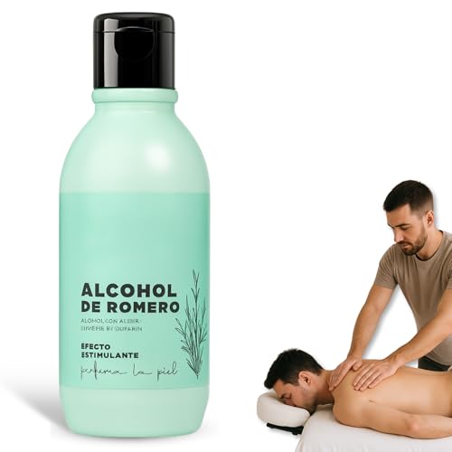 Alcohol de Romero, Ideal para friegas y masajes, Nutre y perfuma la piel, Solución Tópica Natural para Masaje, Efecto estimulante, 250 ml