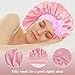 my novel things 3Pcs Satin Bonnet for Sleeping Women Large Adjustable Hair Bonnet with Tie Band Silky Sleep Cap with Ribbon for Women Natural & Curly Long Hair Anti Frizz, Soft Breathable(Pink/Purple)