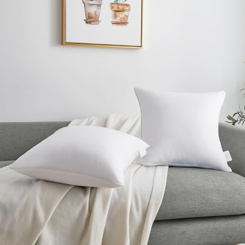 Image of Oubonun 20 inchx20 inch Pillow Inserts (Set of 4) - 100% Cotton Cover, Square Throw Pillow Inserts for Couch, Sofa, Bed - Decorative 20 Inch White Pillow Inserts