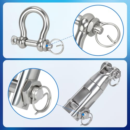 FUCNEN Short Link Windlass Anchor Chain - 316 Stainless Steel Chain Link High Test G4 1/4\" Chain 20 FT with 5/16\" Stainless Shackles and Two Section Boats Anchor Swivel Connector