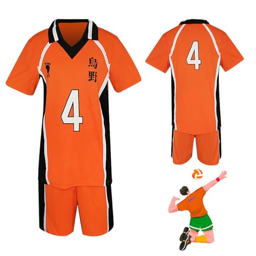 Bocguy Haikyuu Cosplay, Camiseta Karasuno, Cosplay de Anime para Hombre, Disfraz de Anime, Camiseta de Voleibol Haikyuu, Uniforme Karasuno y Pantalones Cortos Shouyou Hinata para Cosplayshow Halloween