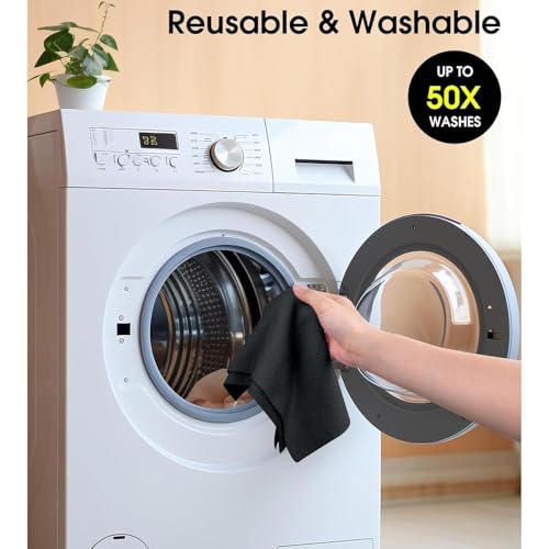 Image of LINEAR Microfiber Cleaning Cloth Roll | Kitchen Towel Roll | Cleaning Towels - Reusable and Washable Cloths for Kitchen, Washable and Reusable (20- Pack) 25 x 26 Cms (2, Black, Medium)
