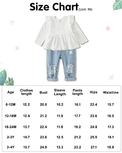 Image of CARETOO Girls Clothes Outfits, Cute Baby Girl Floral Long Sleeve Pant Set Flower Ruffle Top