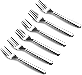 CAMRI Cake Forks - Mini Fork for Dessert , Pastry , Fruit & Salad , Stainless Steel Small Forks Pack of 6 , 5.3 Inch, Cutlery Starter Forks for Home Kitchen & Restaurant ( C37  Set of 6 )