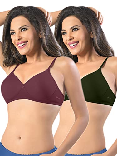 Image of SONARI Womens Non Padded Cotton Bra | Wire Free, Medium Coverage, Seamless Cups, Comfortable Polyester Cotton Blend Fabric | Adjustable Straps, Ideal for Everyday Wear - Smile