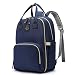 HaloVa Diaper Bag, Baby Nappy Changing Backpack, Mommy Maternity Daddy Travel Shoulders Backpack, with Thermal Insulated Bottle Pockets, Wet Cloth Pouch and Stroller Hanging Hooks, Dark Blue