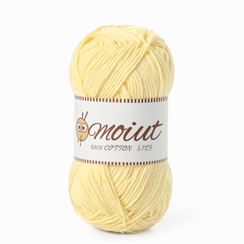 Image of Cotton Yarn for Crocheting, Baby Yarn for Crocheting Soft, 131yds / 1.76oz Fluffy Amigurumi Crochet Yarn, 5 Ply 100% Milk Cotton Yarn for Puzzle、Socks、Clothes(Light Yellow)
