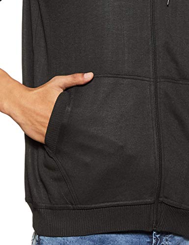 Image of Teemoods Men's Cotton Fleece Sleeveless Hooded Jacket - Casual Zip Up Vest for Gym Workout, Running, Aerobics, Yoga - Regular Fit with 2 Pockets