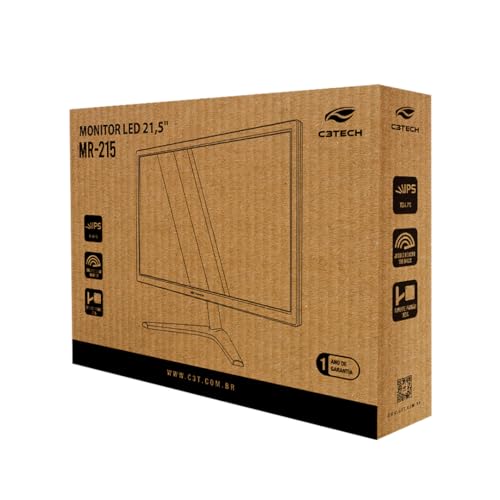 C3Tech Monitor LED 21,5 Polegadas MR-215 anti-reflexo, funções para reduzir luz azul, conectores de