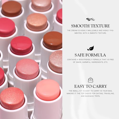 Image of bayfree 3 PCS Makeup Cream Contour Stick Set, Highlighter Stick & Bronzer Stick & Blush Stick, Long Lasting, Natural Face Contour, Dewy & Matte Finish, Multi Stick Trio for All Skin